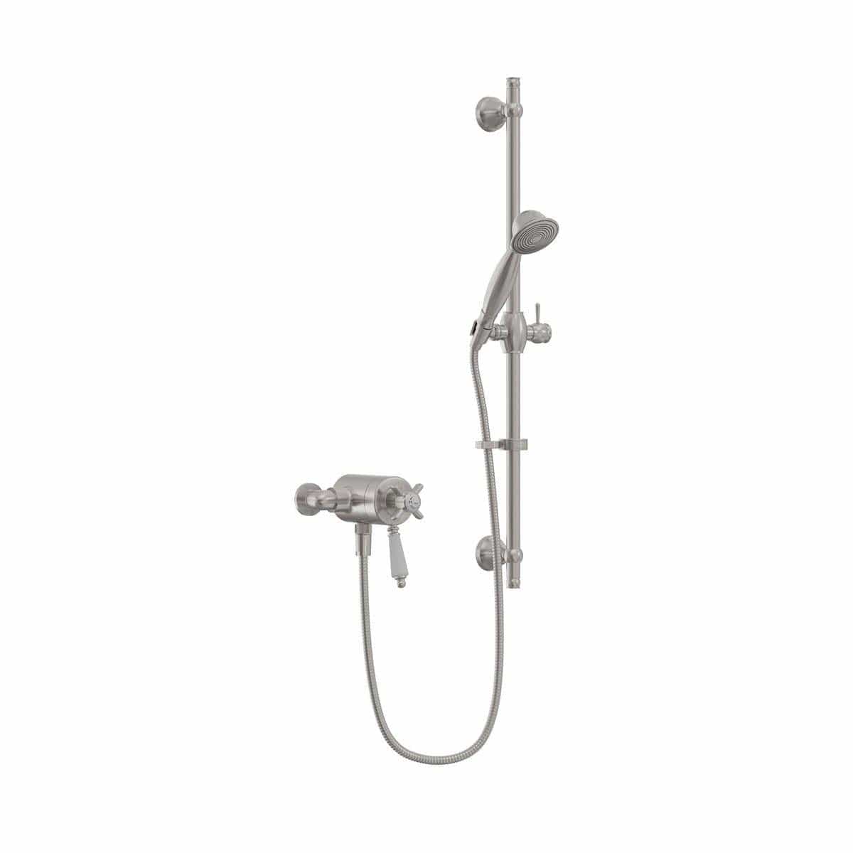 Heritage Exposed Shower Set Brushed Nickel Heritage Dawlish Exposed Shower Valve with Premium Flexible Riser Kit