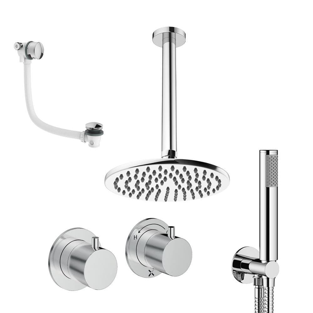 UK Bathroom Store Concealed Shower Set Crosswater Module Shower Set 6 - 3 Outlet with Overhead Shower, Handset and Overflow Bath Filler