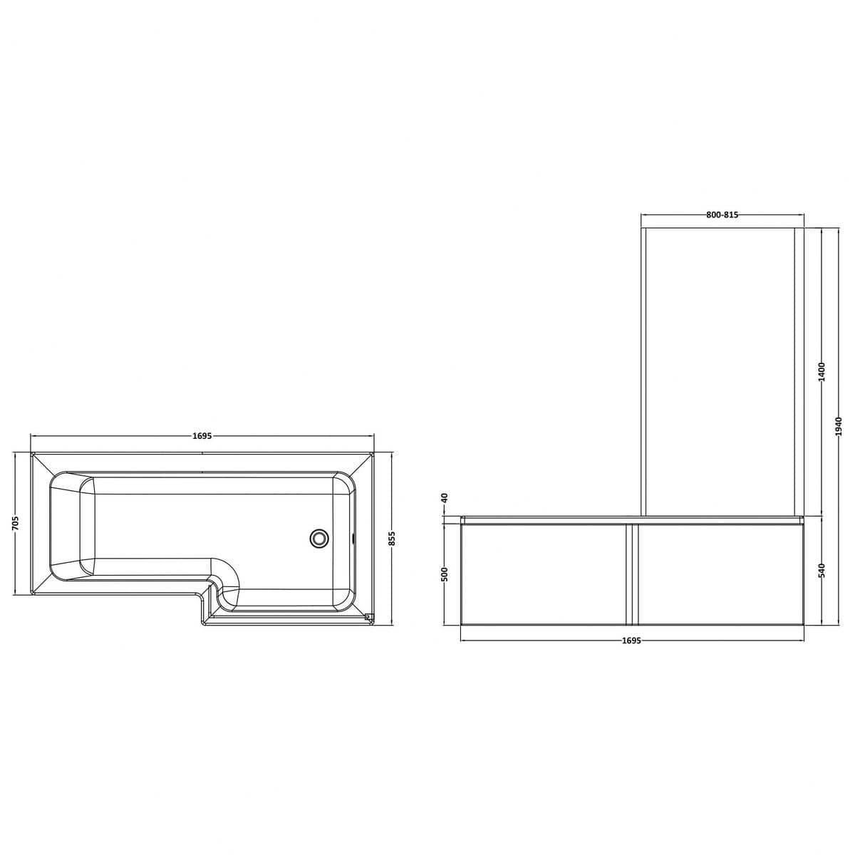 Aquarius Bathrooms L-Shaped Shower Bath Aquarius Urbano L-Shape Square Shower Bath Pack with Screen and Panel