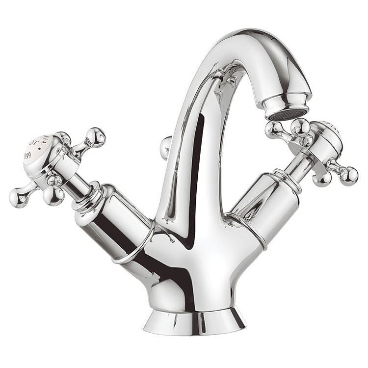 Crosswater Belgravia Crosshead Highneck Basin Monobloc Tap with Pop-Up Waste