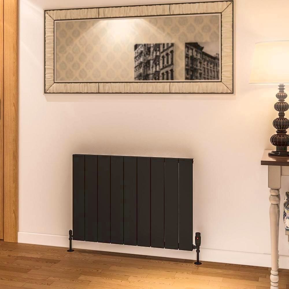 Eastbrook Panel Radiator 600 x 850 / Electric Only Eastbrook Rosano Straight Horizontal Aluminium Radiator in Matt Black