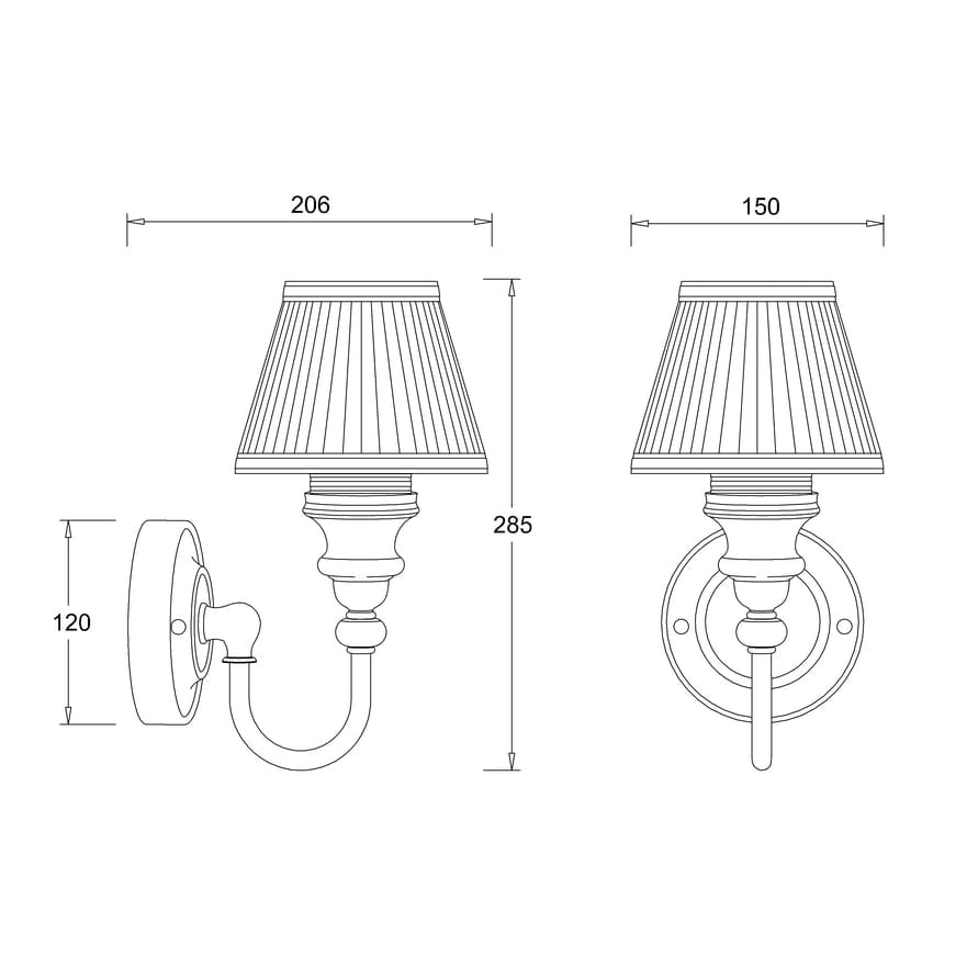 Burlington Bathroom Lighting Burlington LED Ornate Bathroom Wall Light with White Fine Pleated Shade