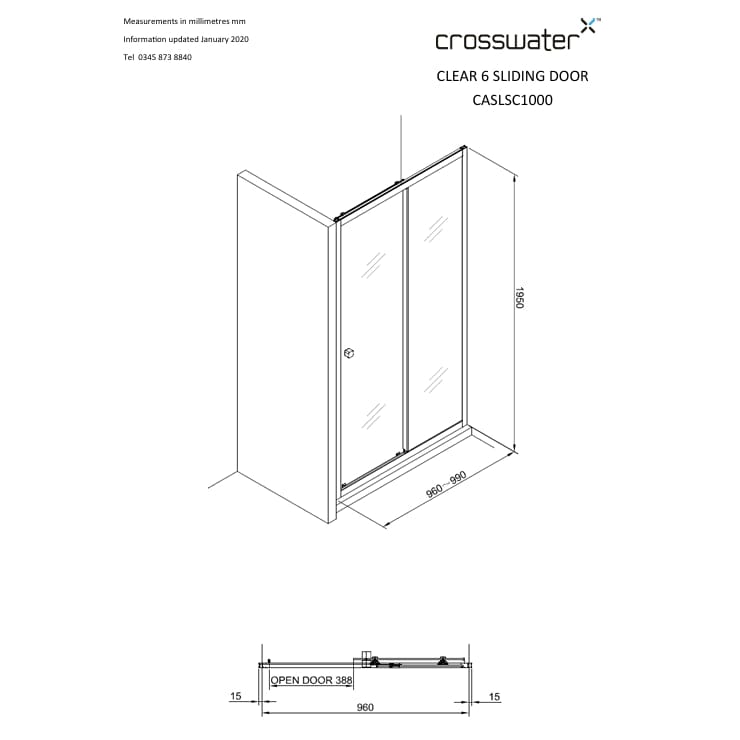 Crosswater Sliding Shower Door Crosswater Clear 6 Single Sliding Shower Door