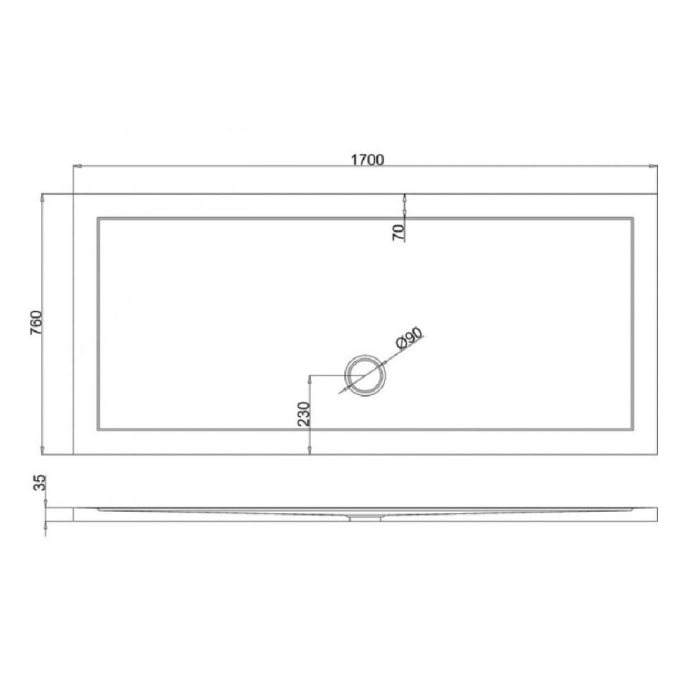 Crosswater Rectangle Shower Tray Crosswater 35mm Anti Slip Acrylic Shower Tray