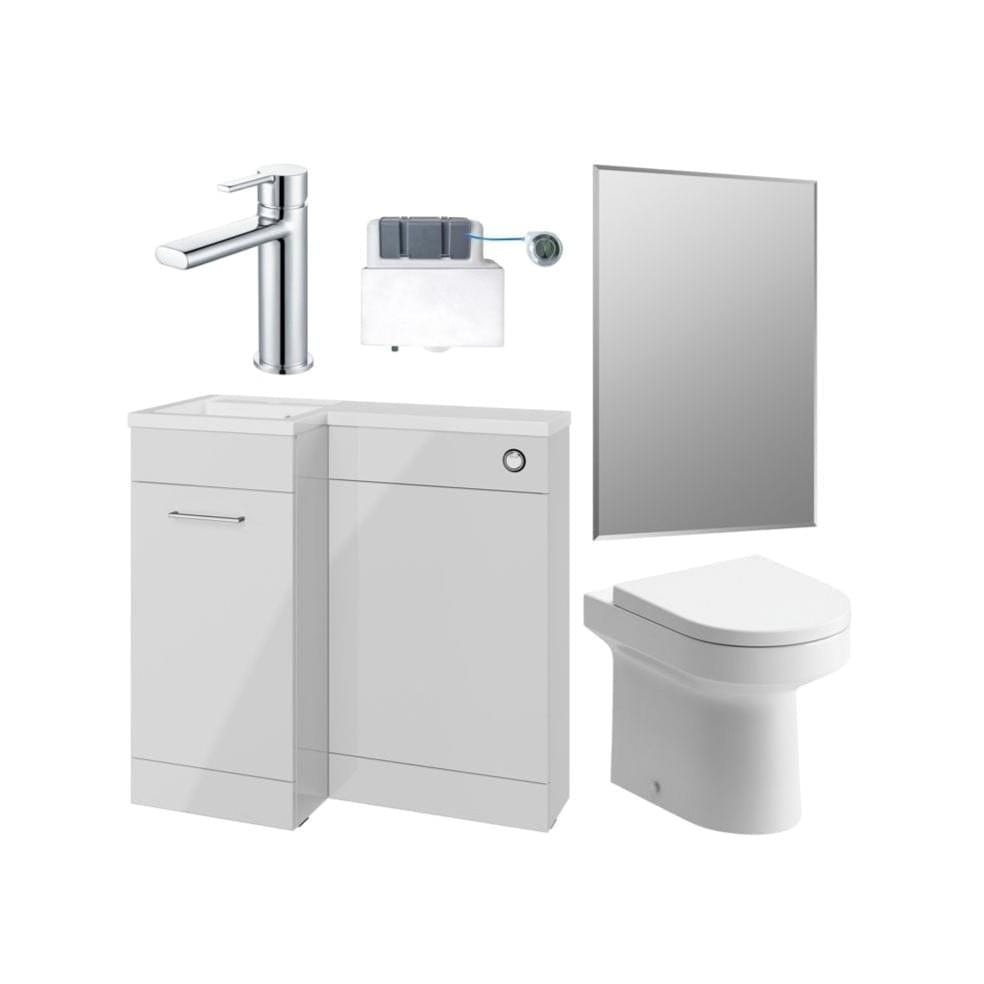 Aquarius Vanity Unit Suite Grey Gloss / Right Hand Aquarius Urbano Premium 900mm Vanity Unit Suite (with Back to Wall Toilet)