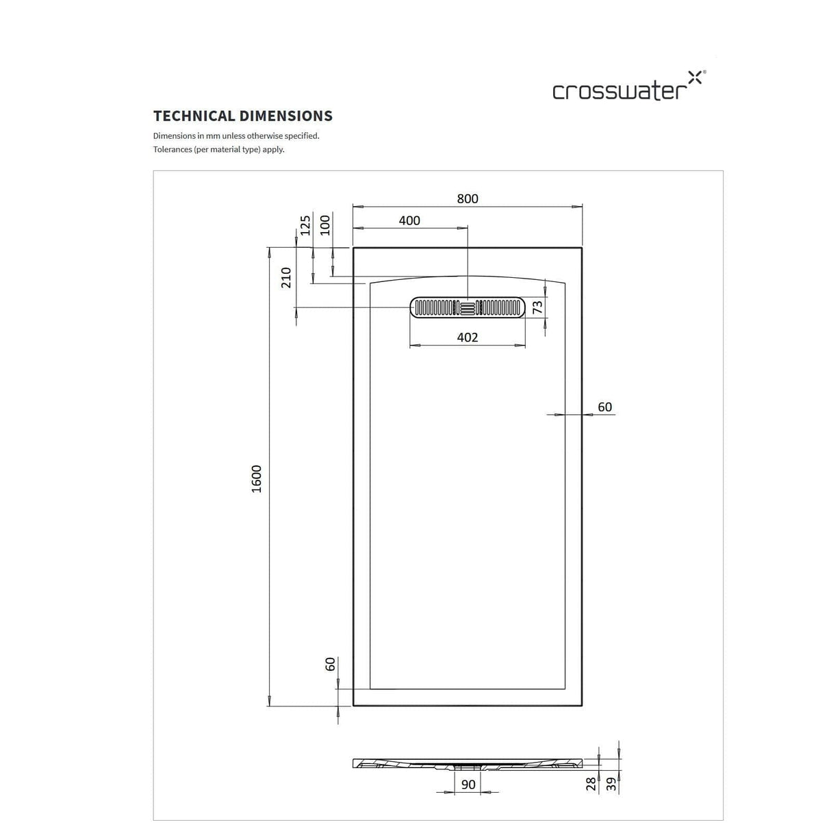 Crosswater Rectangle Shower Tray Crosswater Vito Rectangle 25mm Stone Resin Shower Tray