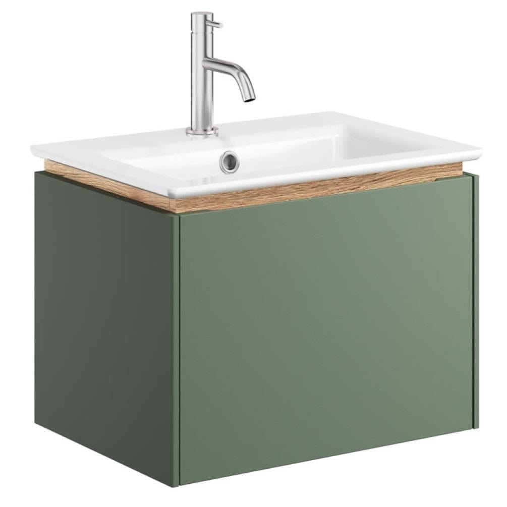 Crosswater Wall Mounted Vanity Unit Sage Green / 500mm / 1 Tap Hole Basin Crosswater Mada Wall Mounted Vanity Unit
