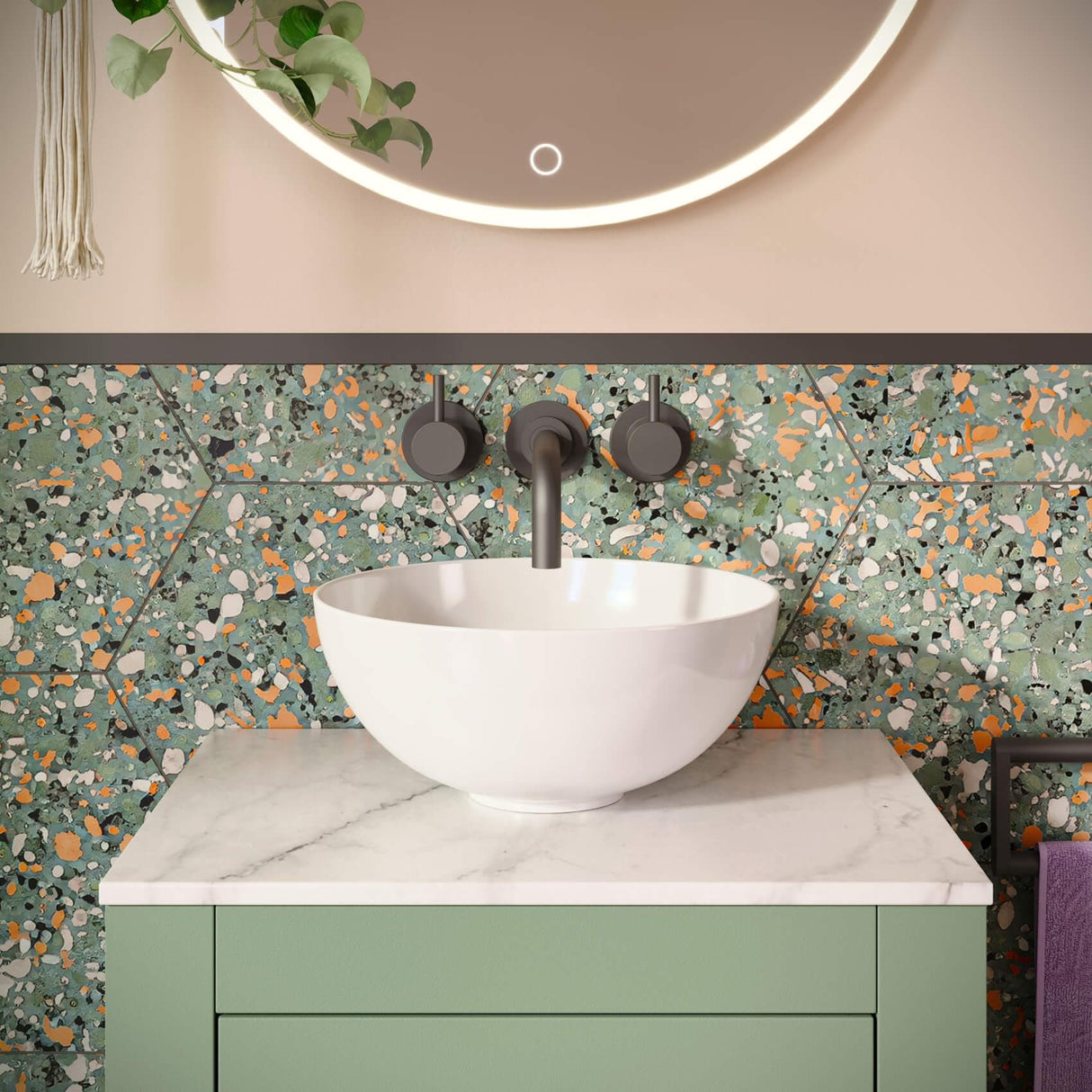 Crosswater Wall Mounted Basin Tap Slate Crosswater MPRO 3 Hole Wall Mounted Basin Mixer Tap