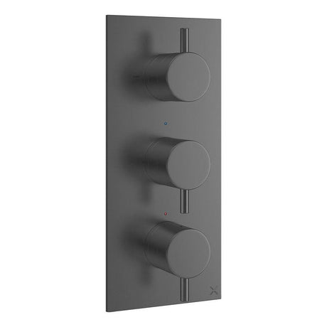 Crosswater Concealed Shower Valve Matt Black Crosswater MPRO 2 Outlet, 3 Handle Concealed Thermostatic Shower Valve