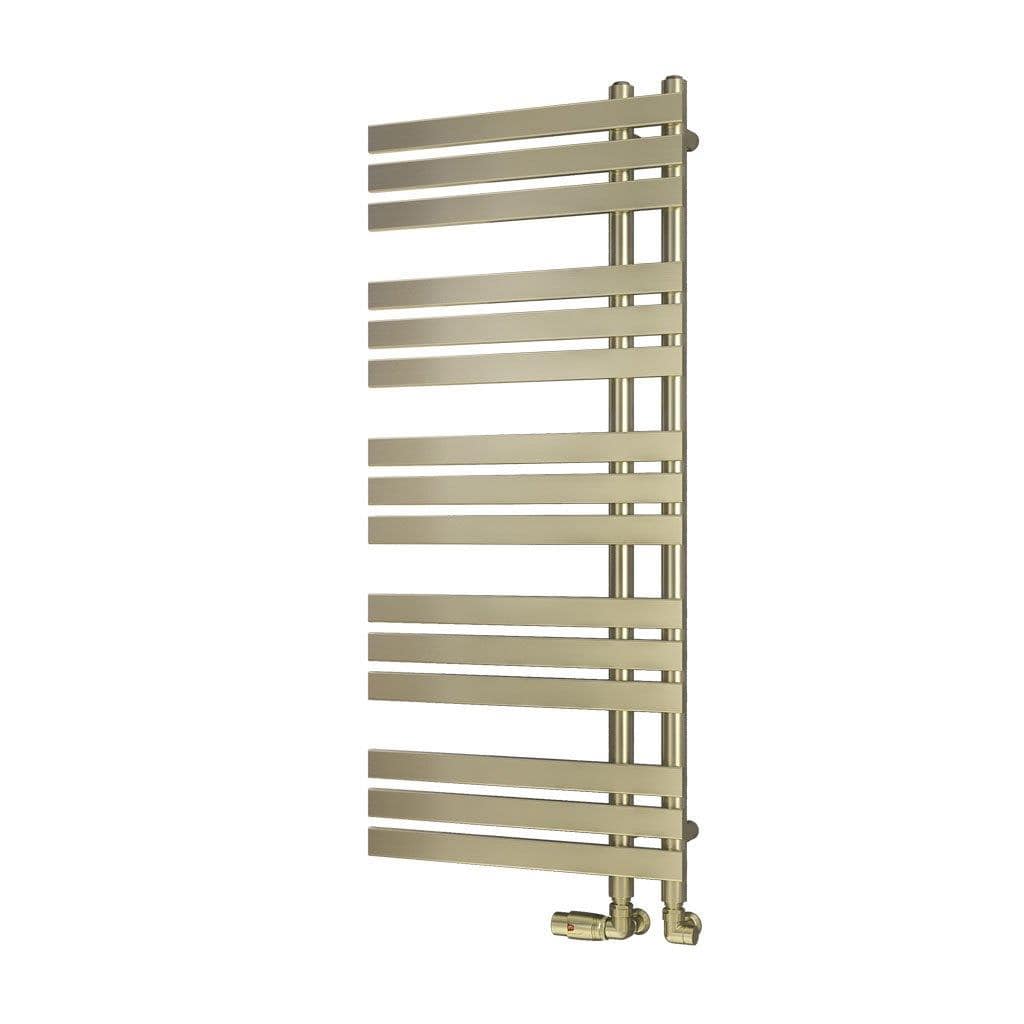 Eastbrook Designer Towel Radiator 1200 x 500mm / Central Heating Eastbrook Leonardo Straight Vertical Heated Towel Rail in Brushed Brass