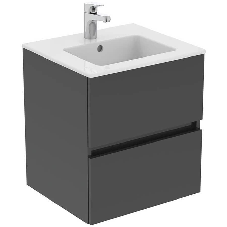 Ideal Standard Wall Mounted Vanity Unit Mid Grey / 500mm Ideal Standard Eurovit+ Wall Mounted Vanity Unit with 2 Drawers