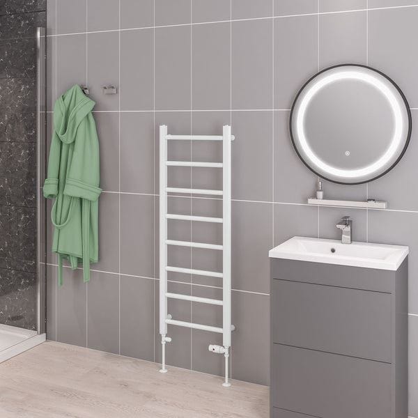 Eastbrook Ladder Rail 1200 x 450mm / Electric Only Eastbrook Tuscan Round Heated Towel Rail in White