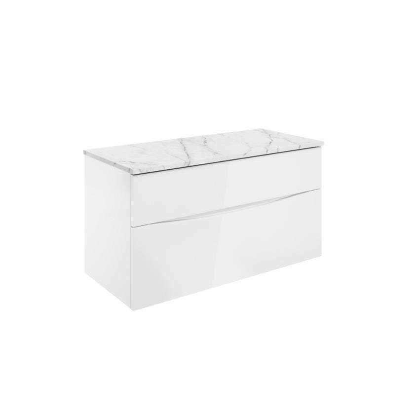 Crosswater Wall Mounted Vanity Unit Crosswater Glide II Wall Mounted Two Drawer Vanity Unit with Worktop