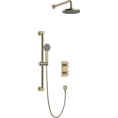 Heritage Concealed Shower Set Brushed Brush Heritage Salcombe Concealed Thermostatic Shower Valve with Fixed Head and Flexible Rise Set