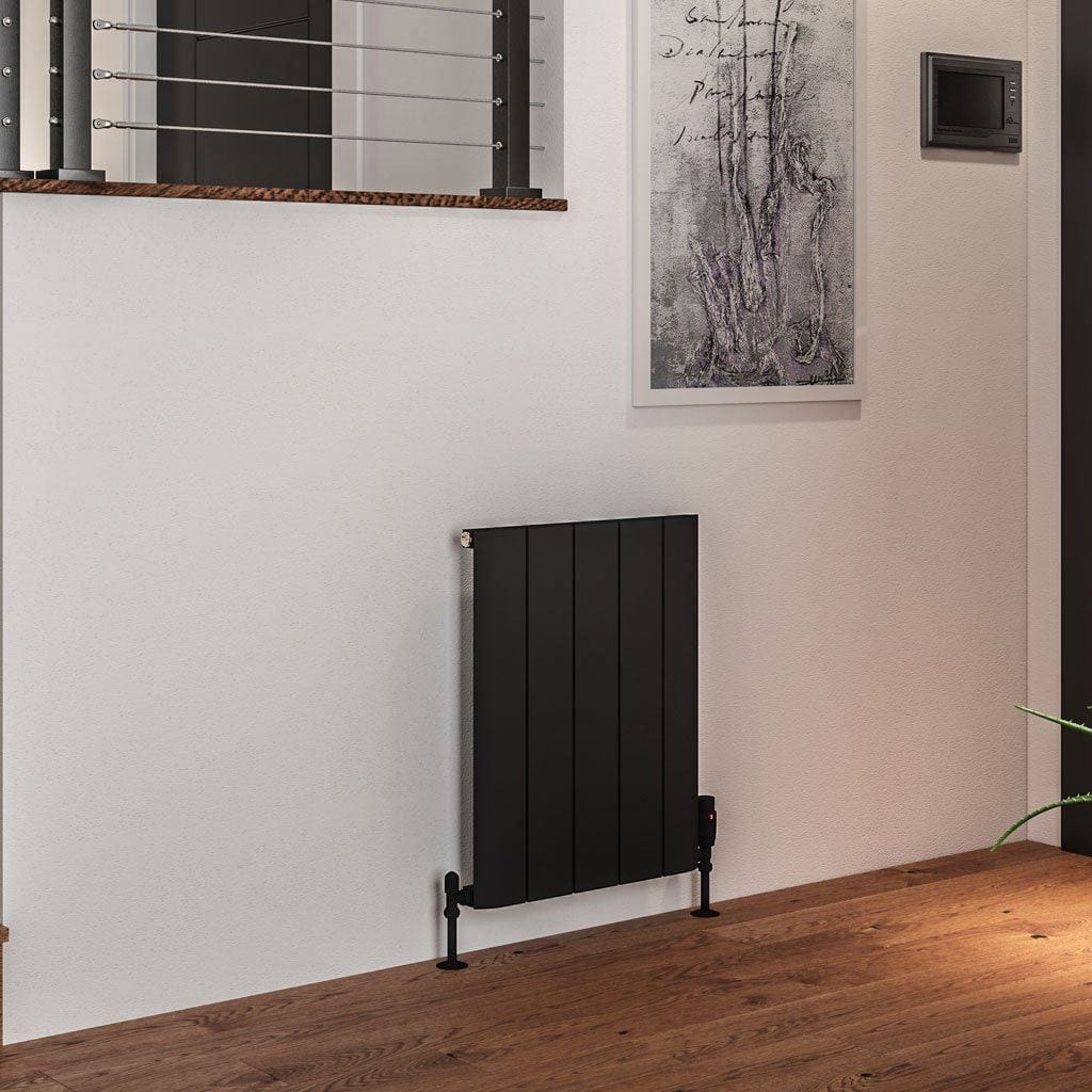 Eastbrook Panel Radiator 600 x 470 / Central Heating Eastbrook Peretti Straight Horizontal Aluminum Radiator in Matt Black