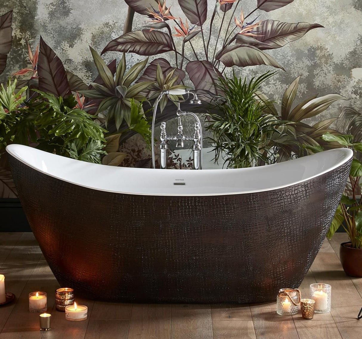 Heritage Modern Freestanding Bath Heritage Alderley Freestanding Acrylic Double Ended Bath - 1735 x 730mm - in Mock Croc Skin Effect