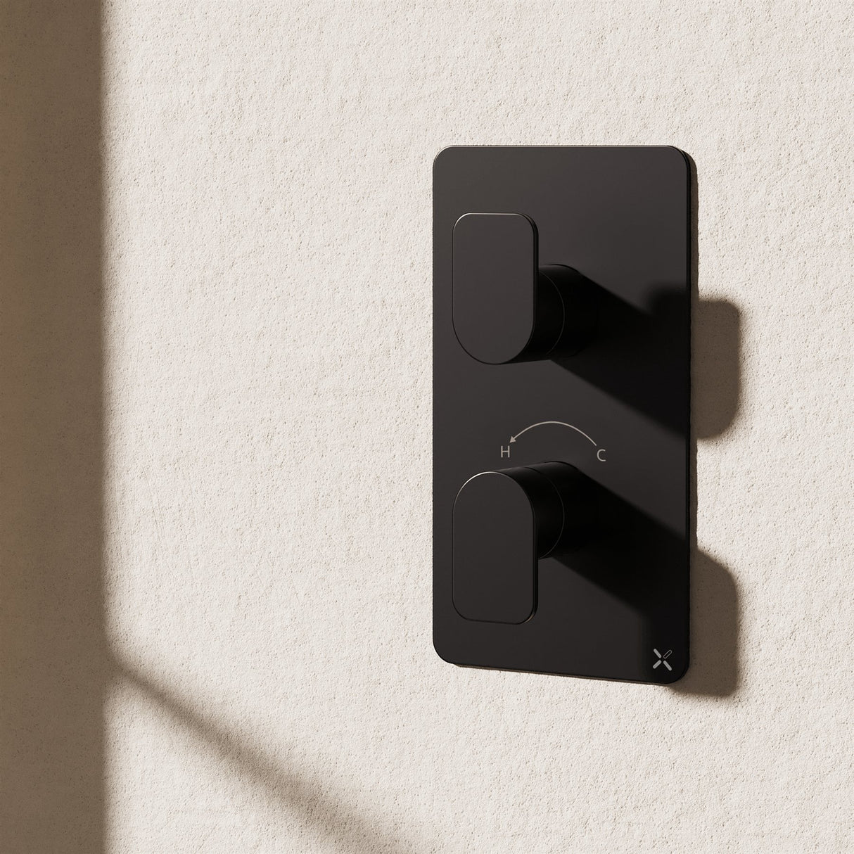 Crosswater Concealed Shower Valve Matt Black Crosswater Fuse 1 Outlet, 2 Handle Vertical Concealed Shower Valve