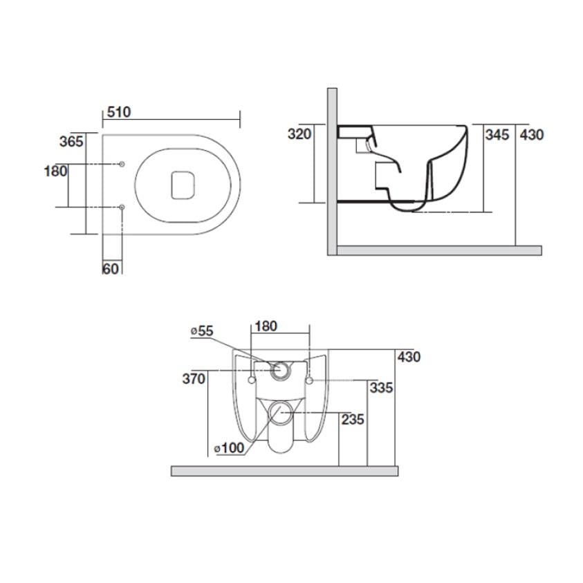Crosswater Glide II Wall Hung Rimless Toilet with Quick Release Soft Close Seat