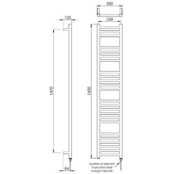 Vogue Ladder Rail Vogue Chube Straight Ladder Rail in Polished Stainless Steel