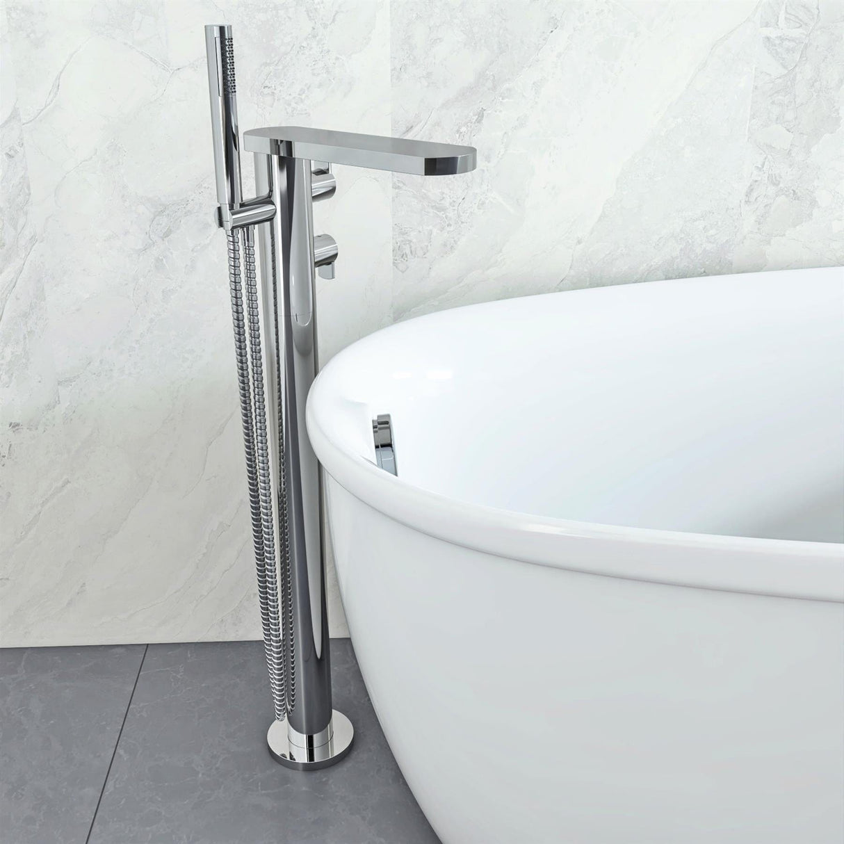 Crosswater Freestanding Bath Filler Chrome Crosswater Wisp Thermostatic Free Standing Bath Shower Mixer with Kit