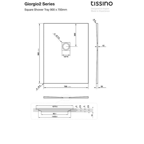 Tissino Giorgio2 Rectangle Shower Tray in Grey Slate