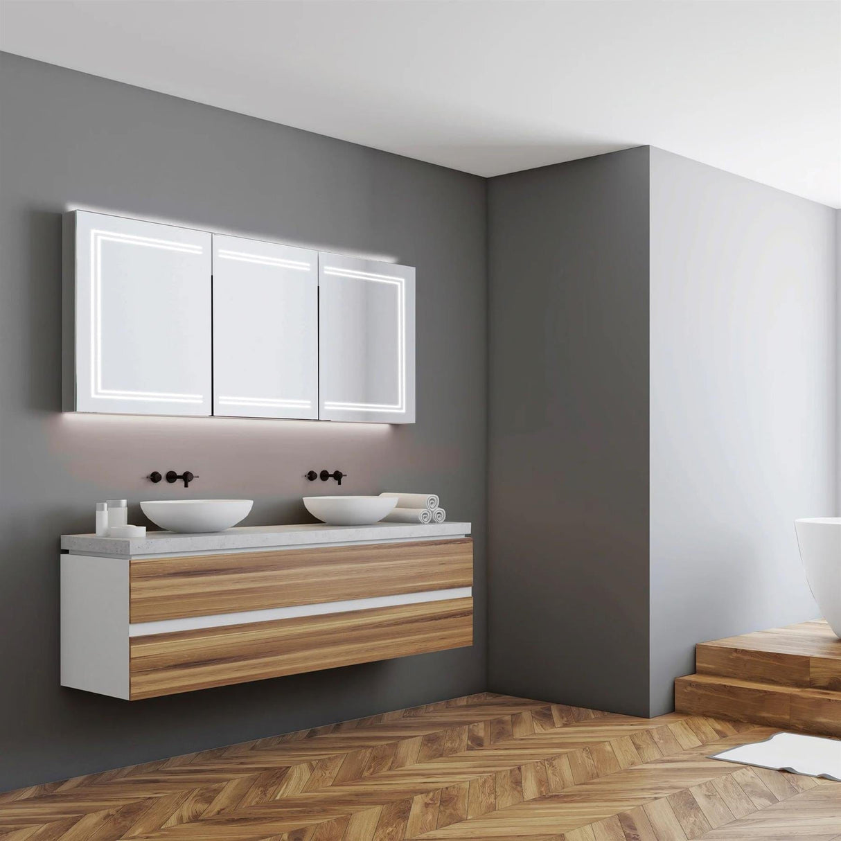 HiB Mirrored Cabinet 1200 x 700mm HiB Edge LED Illuminated Border Mirror Cabinet