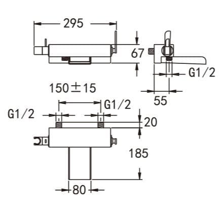 Flova Bath Shower Mixer Flova Cascade Wall Mounted Bath Shower Mixer Tap With Shower Set in Diamond Chrome