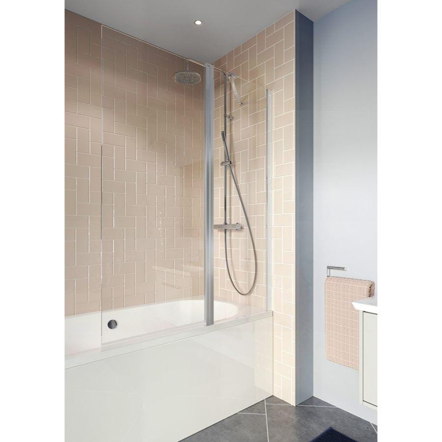 Crosswater Bath Screen Crosswater Clear 6 Double Panel Bath Screen - 1150mm - Silver