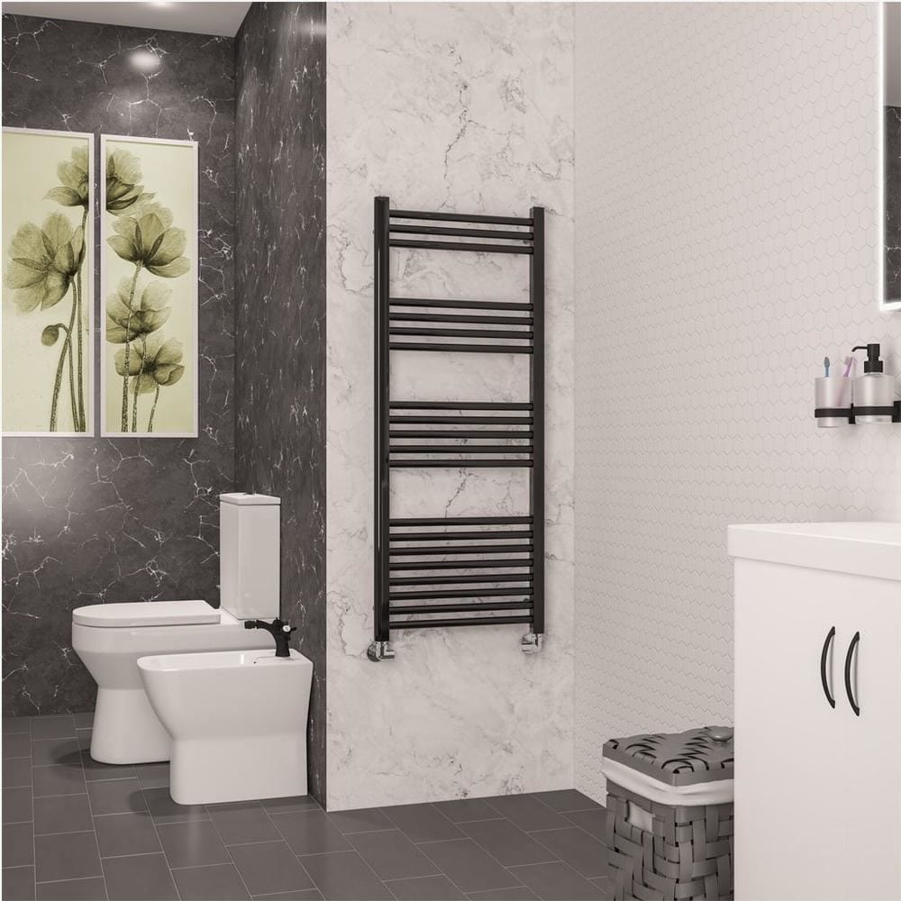 Eastbrook Ladder Rail 1200 x 500mm / Central Heating Eastbrook Wendover Straight Heated Towel Rail in Black Gold