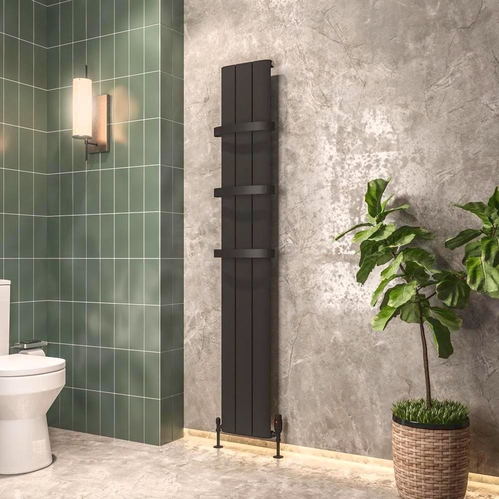 Eastbrook Peretti Straight Vertical Aluminium Radiator in Matt Black
