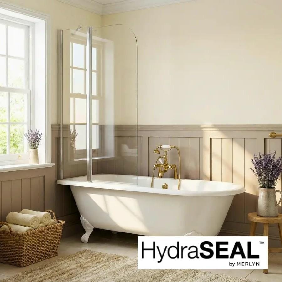 Merlyn Bath Screen Merlyn 2 Panel Folding Curved Bath Screen with HydraSEAL Technology
