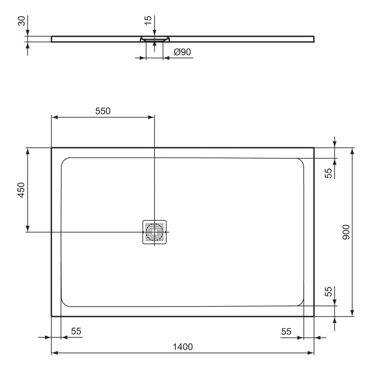 Ideal Standard Rectangle Shower Tray Ideal Standard Ultra Flat S+ Shower Tray 30mm including Waste