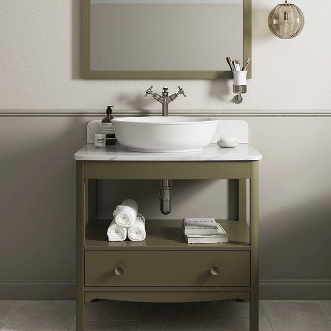 Burlington Floor Standing Vanity Unit Carlyle Green / Carrara Burlington Guild Floor Standing 850mm Vanity Unit with Worktop