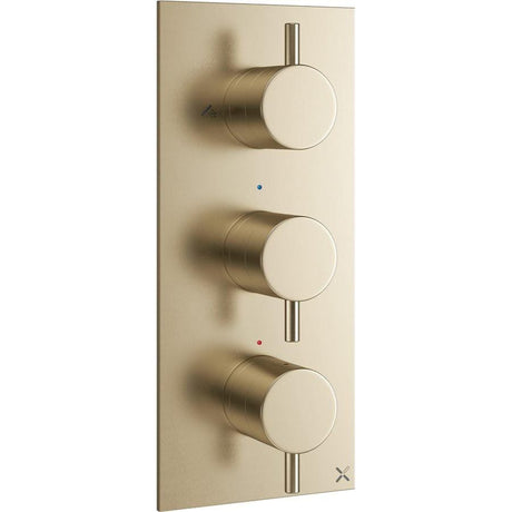 Crosswater Concealed Shower Valve Brushed Brass Crosswater MPRO 3 Outlet, 3 Handle Concealed Thermostatic Shower Valve