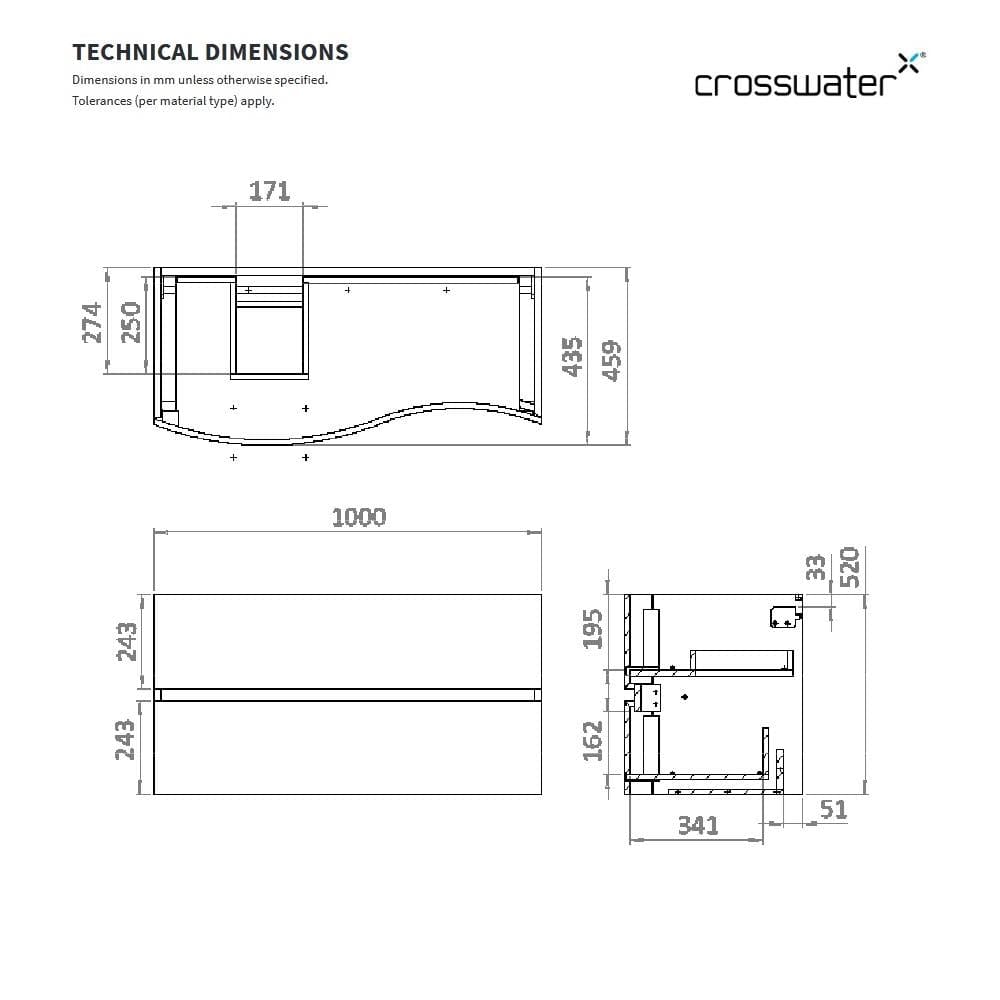 Crosswater Wall Mounted Vanity Unit Crosswater Svelte Wall Hung Vanity Unit with Basin
