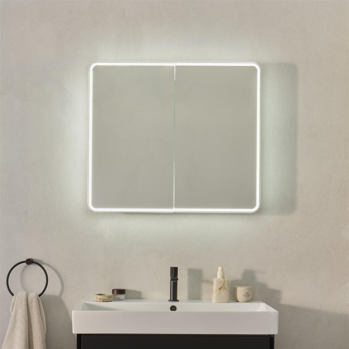 hib. Mirrored Cabinet 800 x 700mm hib. Cayla Slim LED Mirror Cabinet