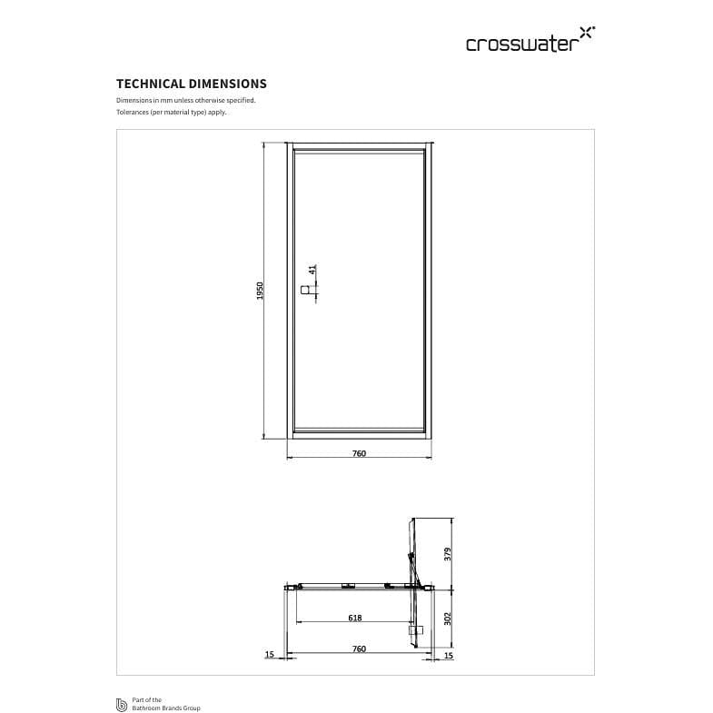 Crosswater In-Fold Shower Door Crosswater Clear 6 Infold Shower Door