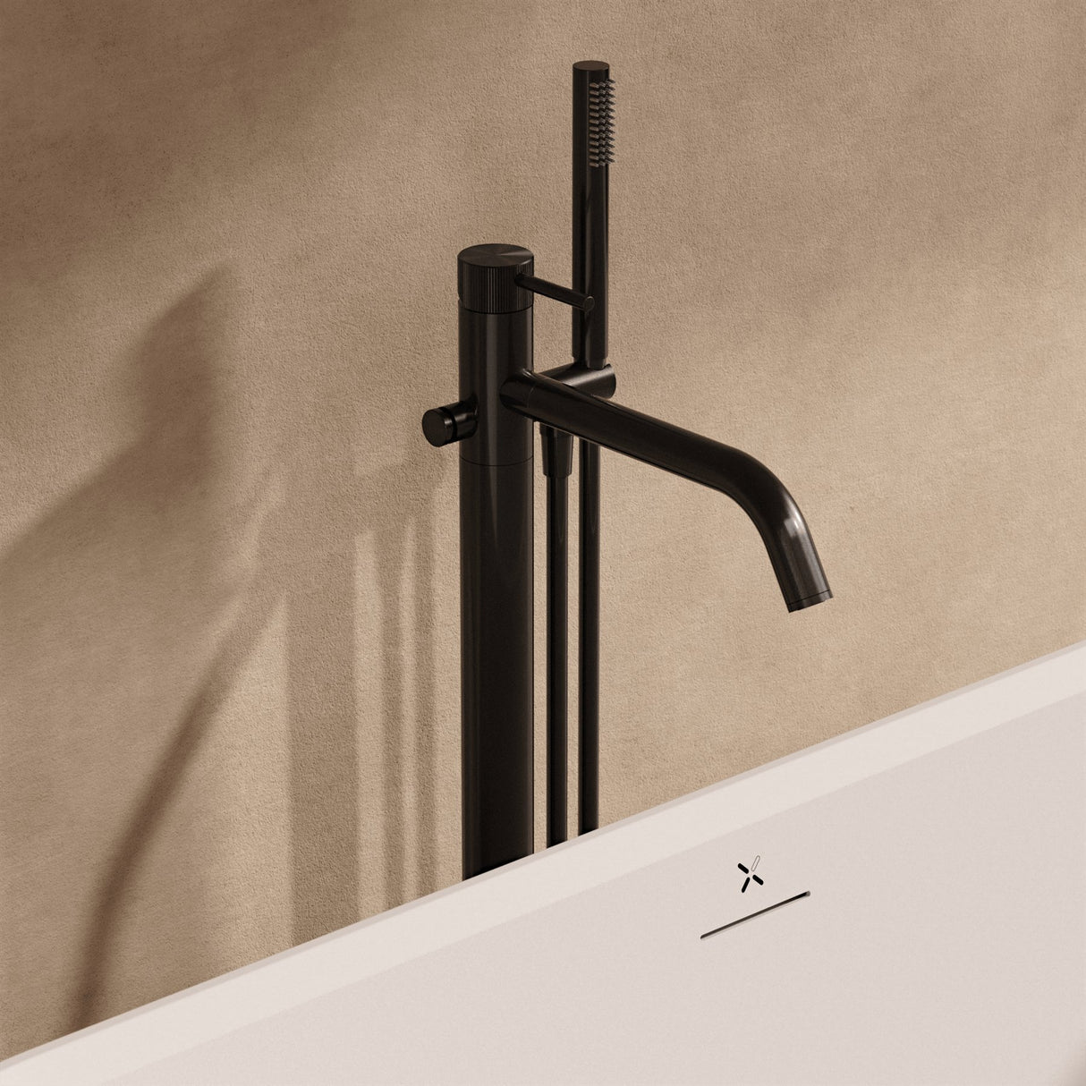 Crosswater Freestanding Bath Filler Stainless Slate Crosswater 3ONE6 Lever Floor Standing Bath Filler