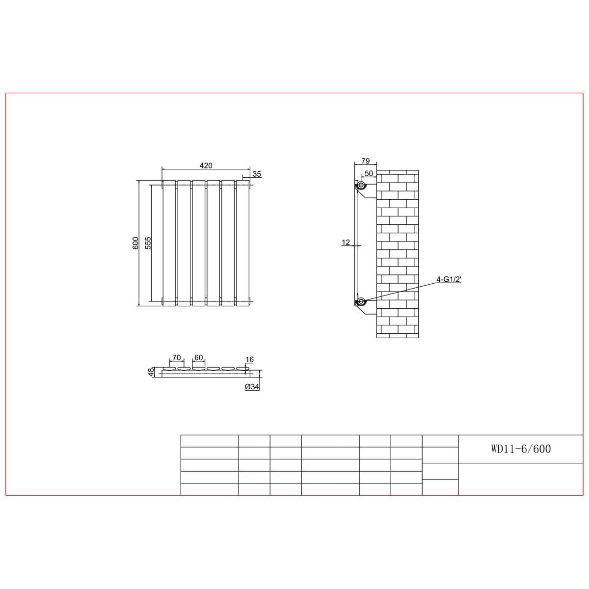 Aquarius Bathrooms Panel Radiator Aquarius Flat Panel Single Horizontal Radiator