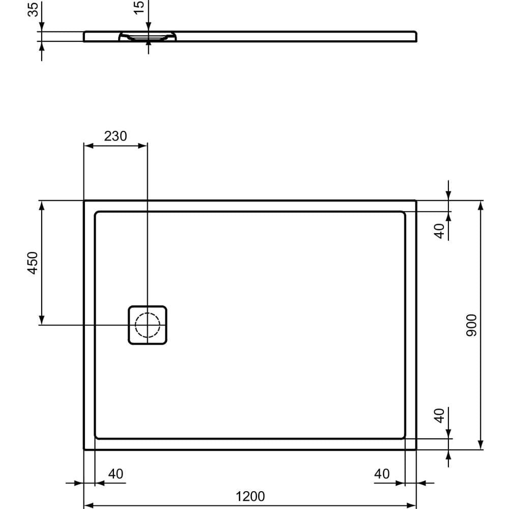 Ideal Standard Rectangle Shower Tray Ideal Standard Ultra Flat EVO 35mm Shower Tray in Silk White with Waste