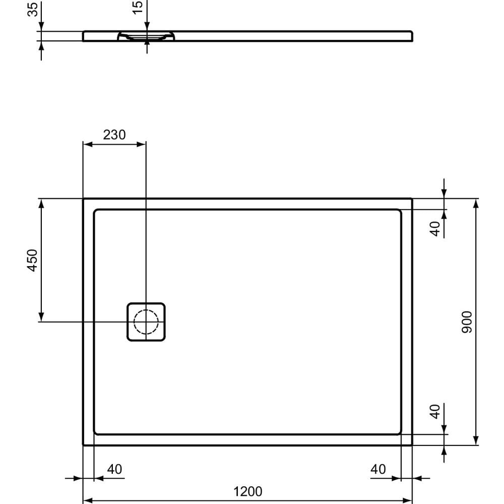 Ideal Standard Rectangle Shower Tray Ideal Standard Ultra Flat EVO 35mm Shower Tray in Silk White with Waste