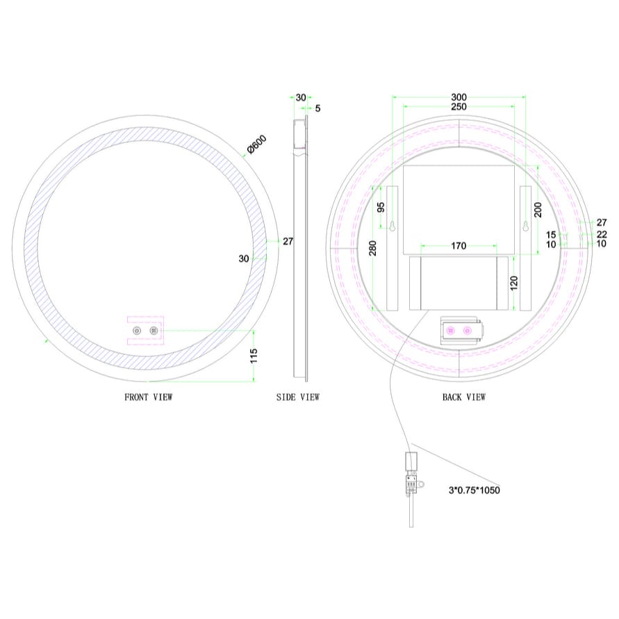 Britton Illuminated Mirror Britton Shoreditch Round LED Illuminated Mirror with Demister