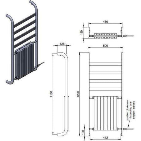 Vogue Designer Towel Radiators Vogue Décor Harmonique Designer Heated Towel Rail in Chrome