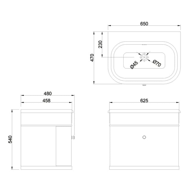 Burlington Wall Mounted Vanity Unit Burlington Chalfont 650mm Wall Mounted Single Drawer Vanity Unit with Basin