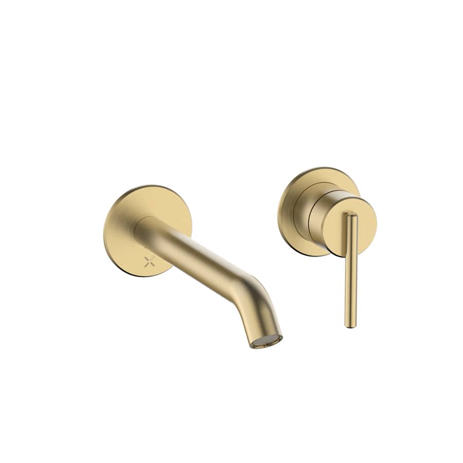 Crosswater Wall Mounted Basin Tap Brushed Brass Crosswater 3ONE6 Lever 2 Hole Wall Mounted Basin Mixer Tap