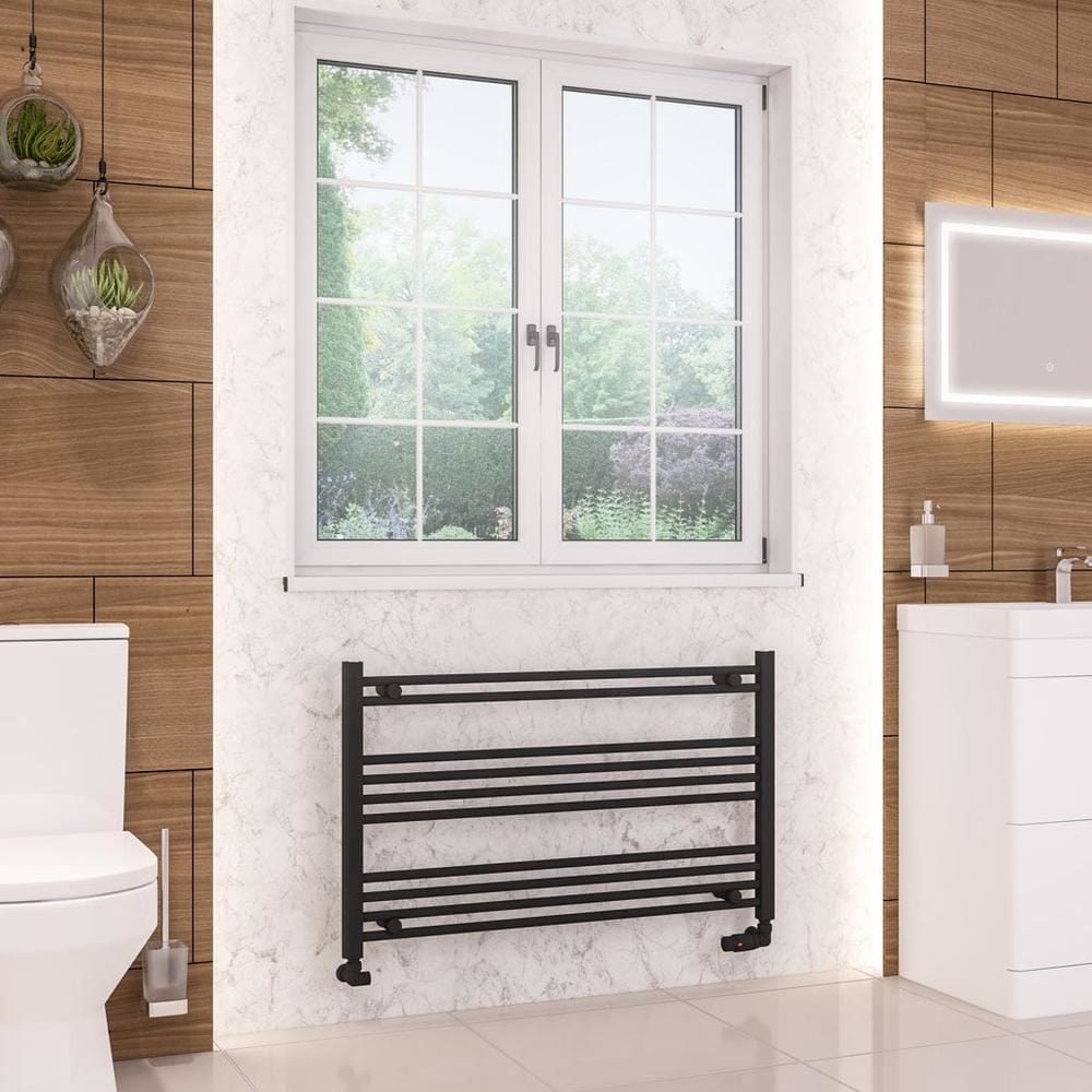 Eastbrook Ladder Rails 600 x 1000 / Central Heating Eastbrook Wendover Straight Vertical Heated Towel Rail in Matt Black