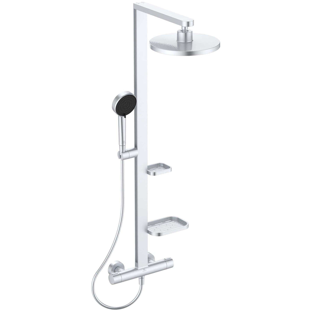 Ideal Standard Exposed Shower Set Ideal Standard Ceratherm ALU+ Exposed Shower Valve Set with Fixed Riser, Showerhead, Handset and Shelves
