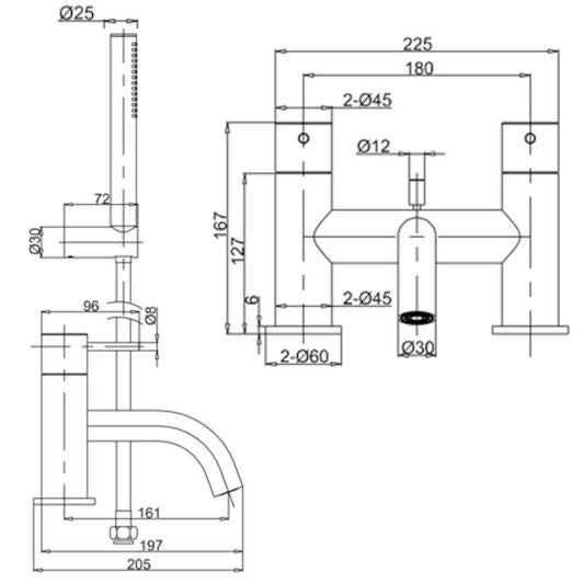 Crosswater MPRO Bath Shower Mixer with Kit in Chrome