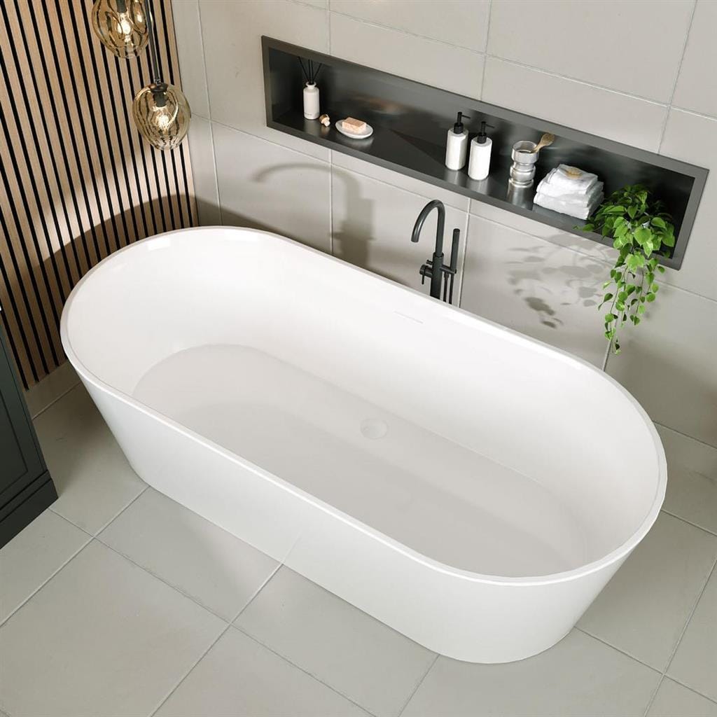 Eastbrook Modern Freestanding Bath Eastbrook Putney Low Level Freestanding Bath - 1590 x 740mm in Gloss White