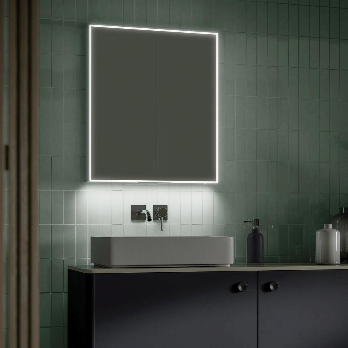 HiB Mirrored Cabinet HiB Exos LED Illuminated Mirror Cabinet